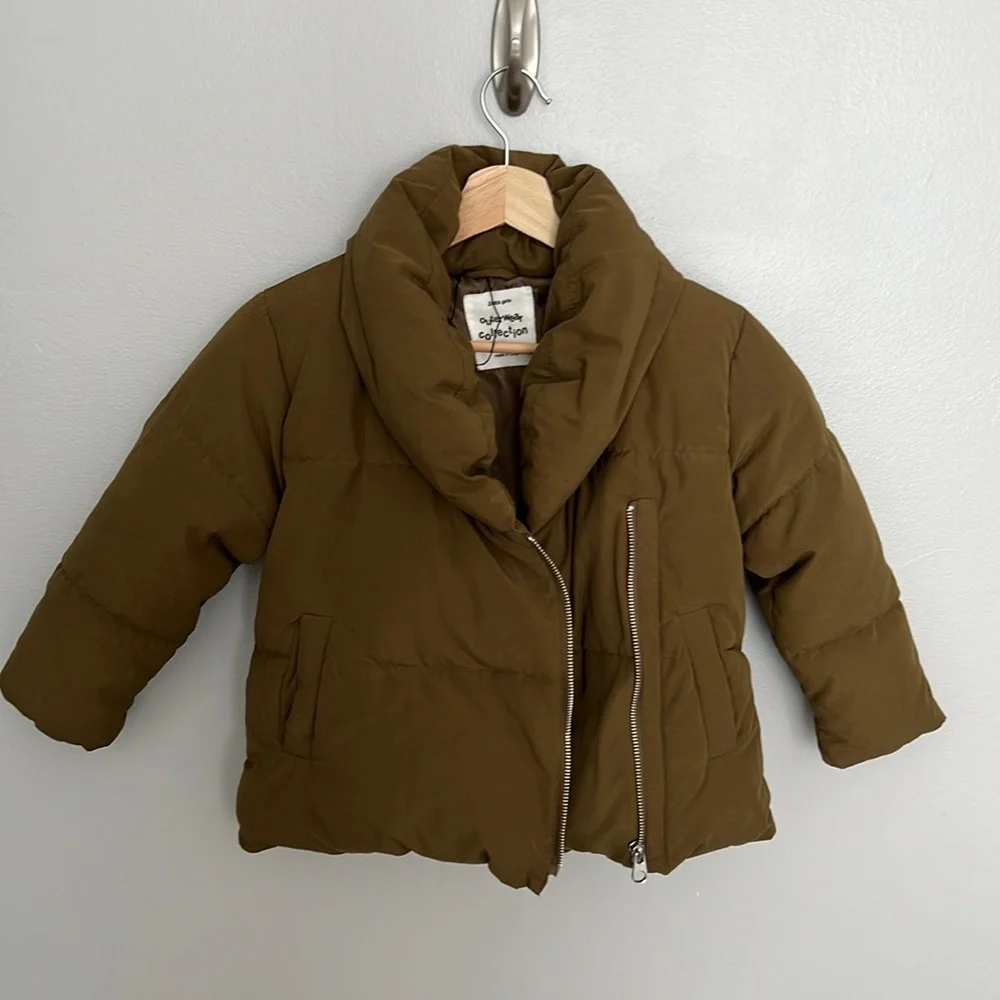 ZARA Girls Asymmetric Zip Oversized Puffer Jacket